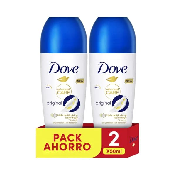 DOVE Desodorante roll on para mujer con protección antitranspirante hasta 72 horas DOVE Advanced care original 2 x 50 ml. - 0.1 l - Imagen del producto en Findit