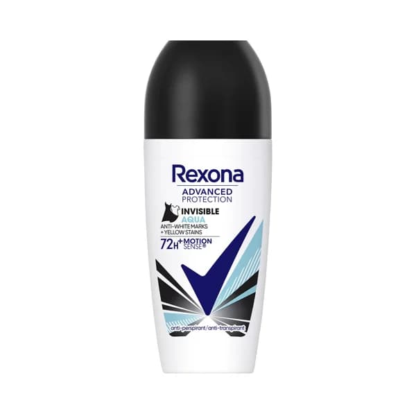 REXONA Desodorante roll on para mujer, que no deja manchas en nuestra ropa REXONA Advanced protection invisible aqua 50 ml. - 0.05 l - Imagen del producto en Findit