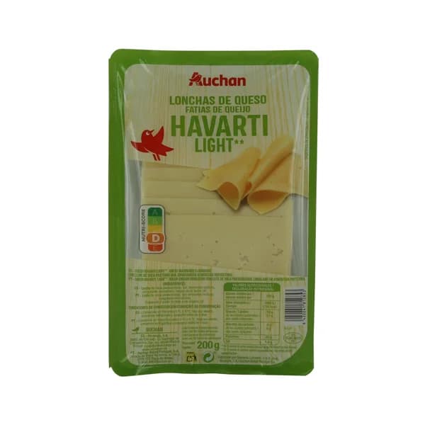 AUCHAN Queso en lonchas Havarti Light , 200 g. Producto Alcampo - 0.2 kg - Imagen del producto en Findit