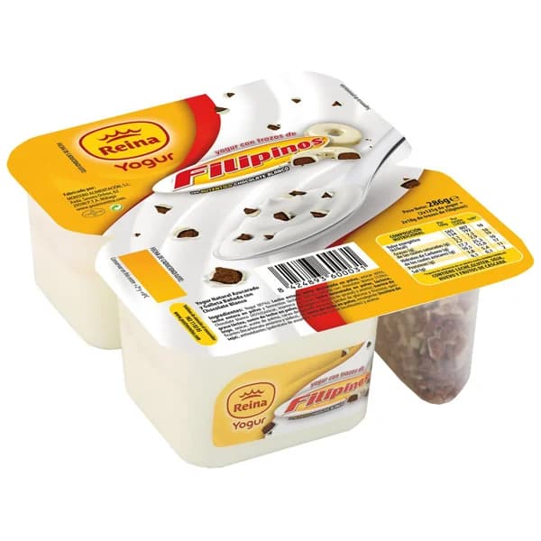 REINA Yogur natural azucarado, con galleta bañada con chocolate blanco  Filipinos 2 x 143 gr. - 0.29 kg - Imagen del producto en Findit