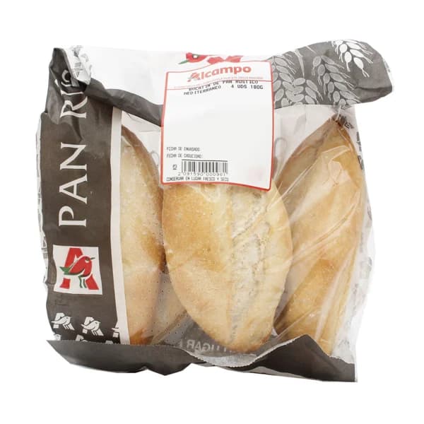 Bocatín de pan rústico mediterraneo 4 uds. - 0.16 kg - Imagen del producto en Findit