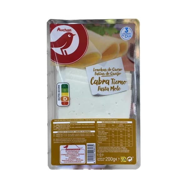 AUCHAN Queso de cabra tierno en lonchas 200 g. Producto Alcampo - 0.2 kg - Imagen del producto en Findit