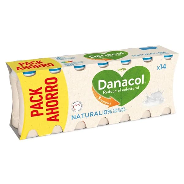 DANACOL Leche fermentada desnatada con edulcorantes,esteroles vegetales añadidos y sabor natural de Danone 14 x 100 g. - 1.34 l - Imagen del producto en Findit