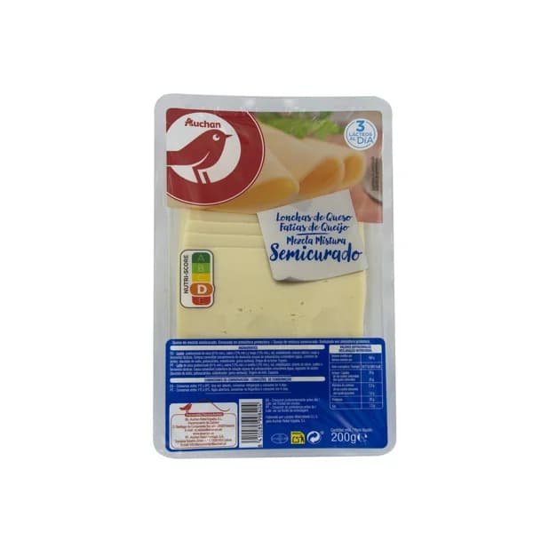 AUCHAN Queso en lonchas semi curado mezcla 200 g. Producto Alcampo - 0.2 kg - Imagen del producto en Findit