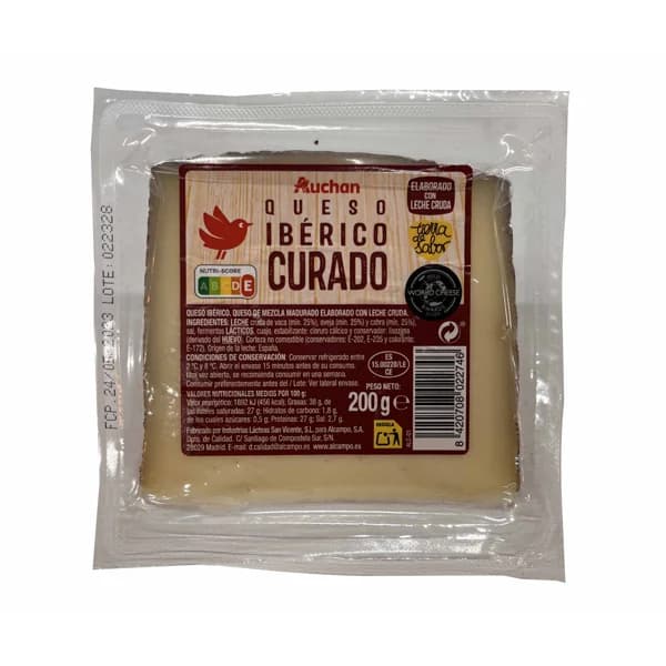 AUCHAN Queso mezcla curado 200 g. Producto Alcampo - 0.2 kg - Imagen del producto en Findit