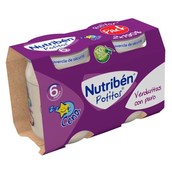 NUTRIBÉN Potitos® de verduritas con pavo, partir de 6 meses NUTRIBÉN Cena 2 x 190 g. - 0.38 kg - Imagen del producto en Findit