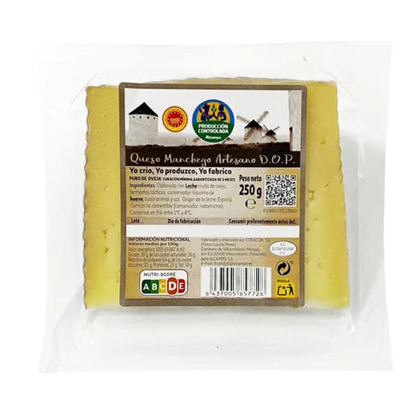 ALCAMPO CULTIVAMOS LO BUENO  Queso Manchego DOP artesanal de oveja  Cuña de 250 g. - 0.25 kg - Imagen del producto en Findit