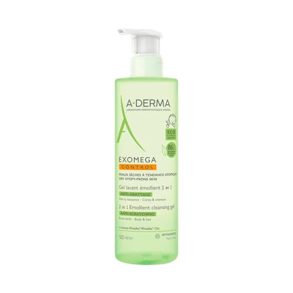 A.DERMA Exomega control Gel limpiador emoliente 2 en 1 anti-irritación 500 ml. - 0.5 l - Imagen del producto en Findit