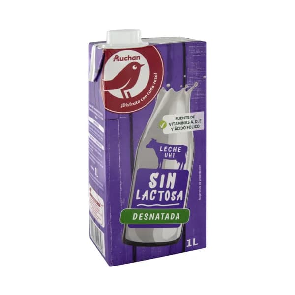 AUCHAN Leche desnatada de vaca, sin lactosa 1 l. Producto Alcampo - 1 l - Imagen del producto en Findit