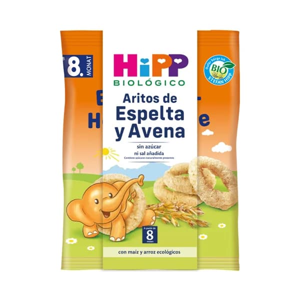 HIPP Biológico Aritos de espelta y avena, con maíz y arroz ecológicos, a partir de 8 meses 30 g. - 1 ud - Imagen del producto en Findit