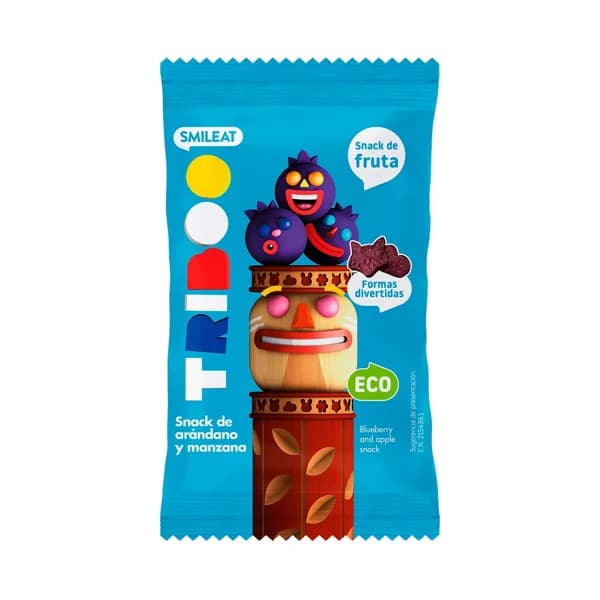 SMILEAT Tribbo Snack (de formas divertidas) de arándanos y manzana ecológicos 25 g. - 1 ud - Imagen del producto en Findit