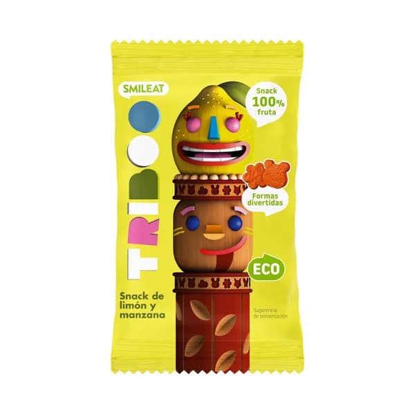 SMILEAT Tribbo Snack (de formas divertidas) de limón y manzana ecológicos 25 g. - 1 ud - Imagen del producto en Findit