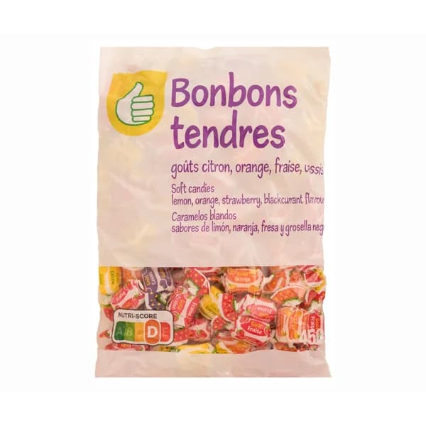PRODUCTO ECONÓMICO ALCAMPO Surtido de caramelos blandos con sabor a limón, naranja, fresa y grosella negra 450 g. - 0.45 kg - Imagen del producto en Findit