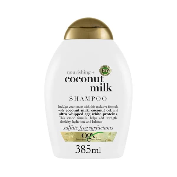 OGX Champú nutritivo con leche y aceite de coco y proteinas de clara de huevo, para cabellos secos 385 ml. - 0.39 l - Imagen del producto en Findit