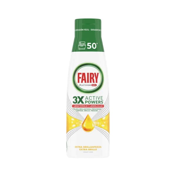 FAIRY Detergente en gel para lavavajillas a máquina de limón FAIRY Platinum 50 lavados, 1 L. - 0.9 l - Imagen del producto en Findit