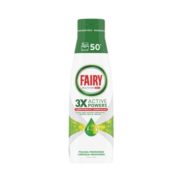 FAIRY Detergente en gel para lavavajillas a máquina extra higiene FAIRY Platinum 50 lavados, 1 L. - 0.9 l - Imagen del producto en Findit