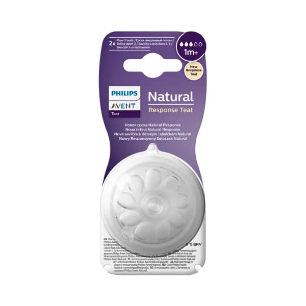 AVENT Natural response teat de Philips Tetinas de flujo medio (3) para bebés de más de 1 mes 2 uds. - 1 ud - Imagen del producto en Findit