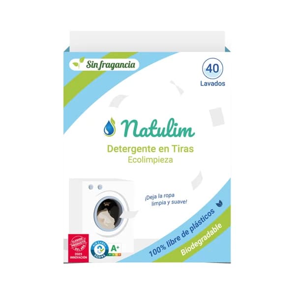 NATULIM Detergente en tiras ecolimpieza sin fragancia 40 lav. - 1 ud - Imagen del producto en Findit