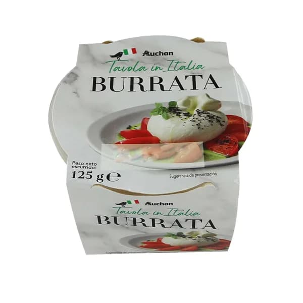 AUCHAN Burrata 125 g. Producto Alcampo - 0.13 kg - Imagen del producto en Findit