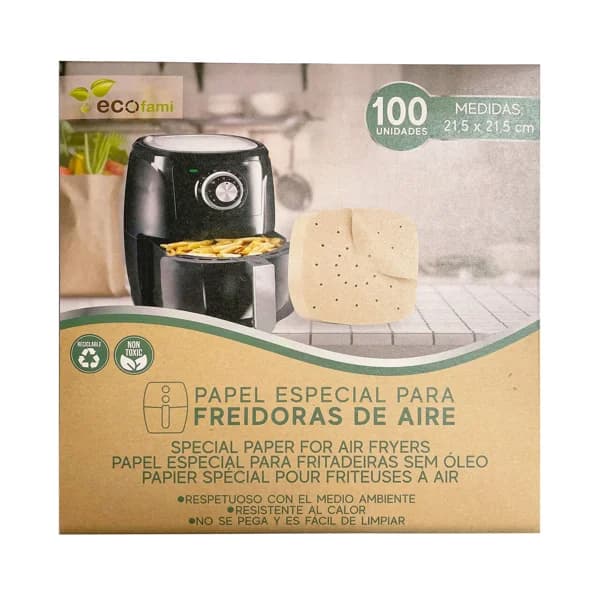 ECOFAMI Papel para cocina con freidora de aire de 21,5x21,5 100 uds. - 1 ud - Imagen del producto en Findit