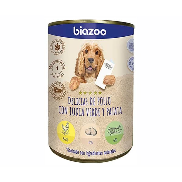 BIAZOO Alimentación lata para perro de pollo con judía verde y patata  395 g - 0.4 kg - Imagen del producto en Findit