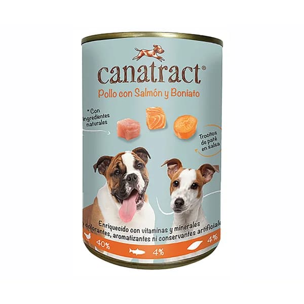 CANATRACT Alimentación en lata para perro pollo con salmón, boniato 400 g. - 0.4 kg - Imagen del producto en Findit
