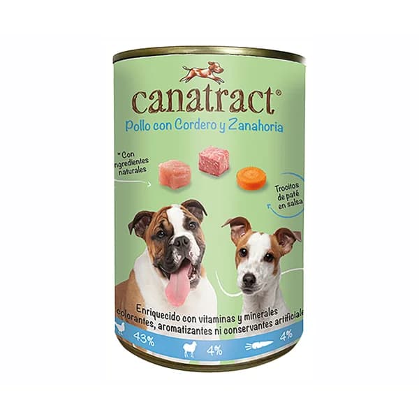 CANATRACT Alimentación en lata para perro pollo cordero,zanahoria 400 g. - 0.4 kg - Imagen del producto en Findit