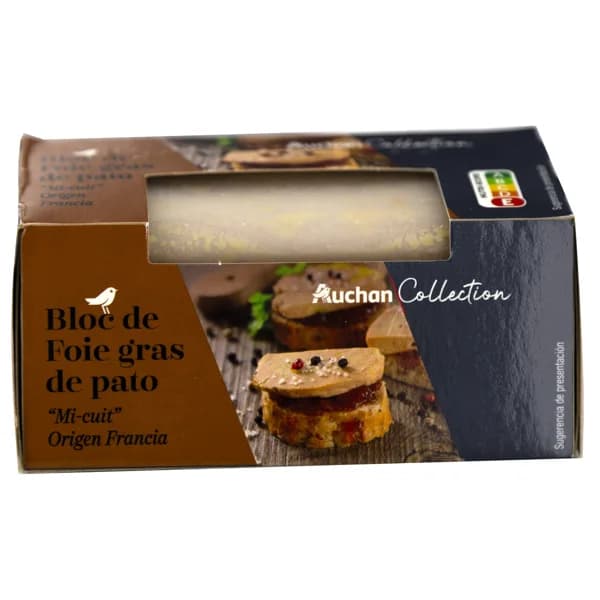 AUCHAN COLLECTION Bloc de foie gras de pato "Mi-cuit" de origen francés Producto Alcampo 150 g. - 0.15 kg - Imagen del producto en Findit