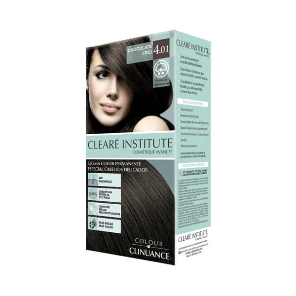CLEARÉ INSTITUTE Crema de color permanente para cabellos delicados, tono 4.01 Chocolate frío CLEARÉ INSTITUTE. - 1 ud - Imagen del producto en Findit