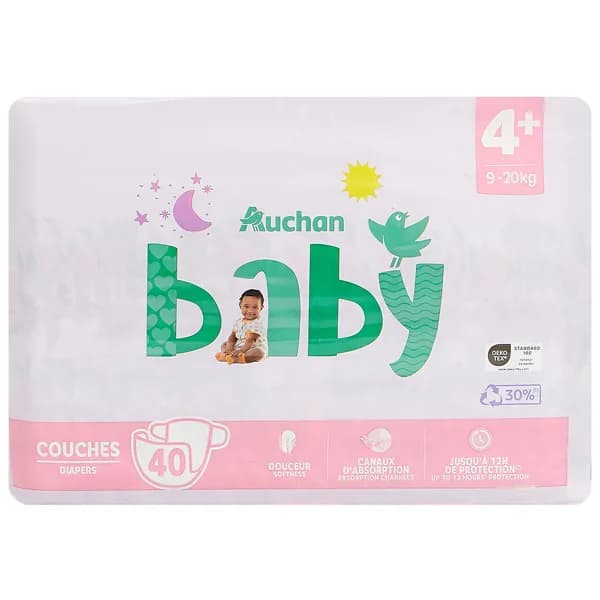 PRODUCTO ALCAMPO Baby Pañales talla 4+ (9-20 kg) 40 uds. - 1 ud - Imagen del producto en Findit