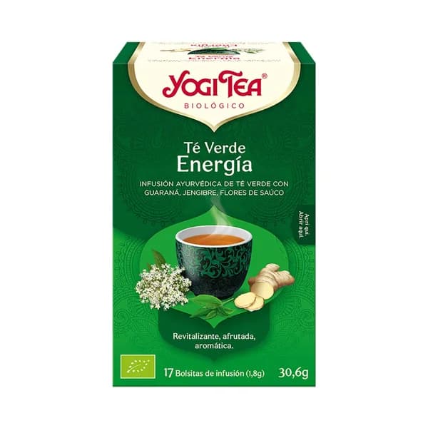 YOGI TEA Energía Té verde ecológico con guaraná, jengibre y flores de sauco 17 uds. - 1 ud - Imagen del producto en Findit