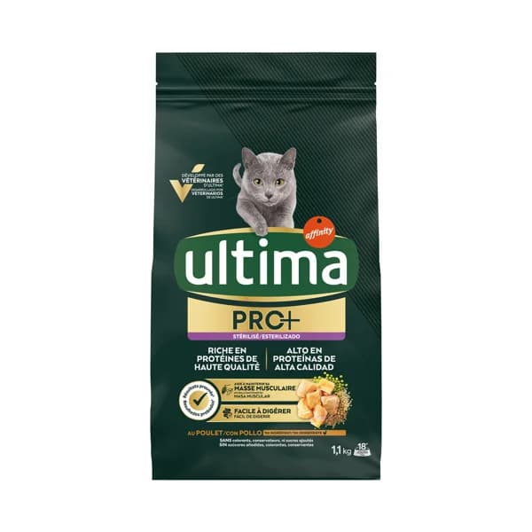 ULTIMA Pro+ Alimentación para gatos esterilizados ,con pollo, alto en proteínas y sin azúcares añadidos, 1,1 kg. - 1.1 kg - Imagen del producto en Findit