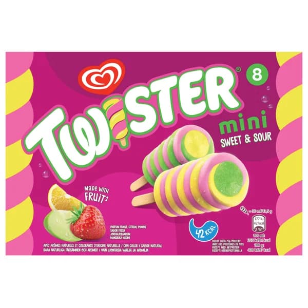 TWISTER Sweet & sour de Frigo Mini polos de fresa, con sorbete de manzana y limón 8 x 50 ml. - 0.4 l - Imagen del producto en Findit