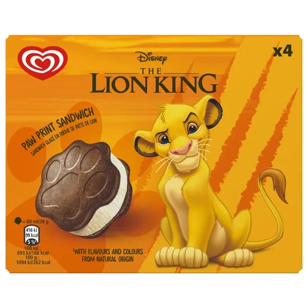 DISNEY Rey León de Frigo Sandwich relleno de vainilla con galletas al cacao 4 x 60 ml. - 0.24 l - Imagen del producto en Findit