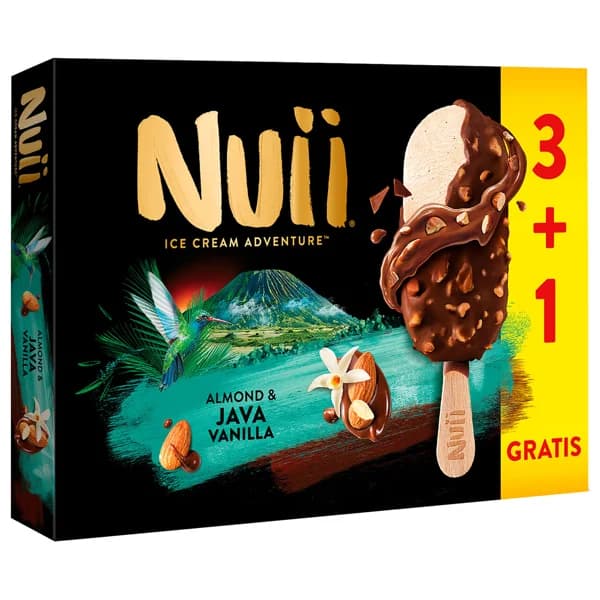 NUII de Nestlé Bombón de helado de vainilla de Java, cubierto de chocolate con leche y trocitos de almendras 3 x 90 g. - 0.27 l - Imagen del producto en Findit