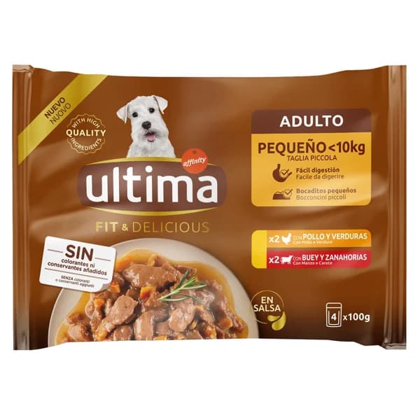 ULTIMA Fit & delicius Alimentación húmeda para perros en bolsa de carne 4x100 g, - 0.4 kg - Imagen del producto en Findit