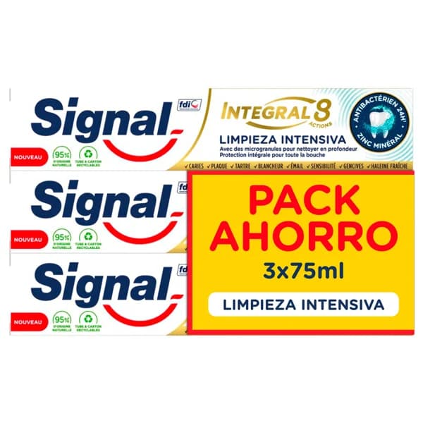 SIGNAL Integral 8 Pasta de dientes para un cuidado bucal integral y una limpieza intensa 3 x 75 ml. - 0.23 l - Imagen del producto en Findit
