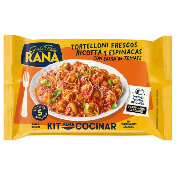 RANA Tortelloni de pasta fresca, rellenos de ricotta y espinacas con salsa de tomate 408 g. - 0.41 kg - Imagen del producto en Findit