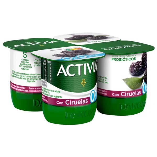 ACTIVIA Bífidus desnatado (0% materia grasa) con trocitos de ciruela de Danone 4 x 120 g. - 0.48 kg - Imagen del producto en Findit