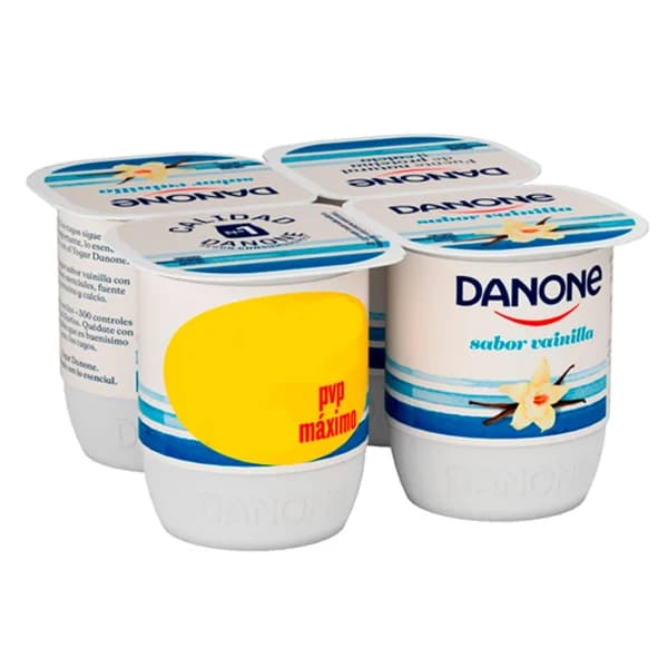 DANONE Yogur con sabor a vainilla, elaborado con fermentos naturales 4 x 120 g. - 0.48 kg - Imagen del producto en Findit