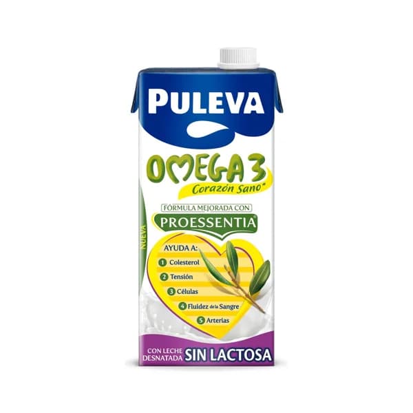PULEVA Omega 3 Preparado lacteo desnatado, sin lactosa y enriquecido con ácido oleico y Omega 3 1 l. - 1 l - Imagen del producto en Findit