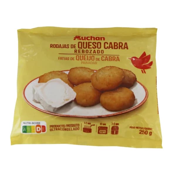 AUCHAN Rodaja de queso de cabra empanado 250g - 0.25 kg - Imagen del producto en Findit