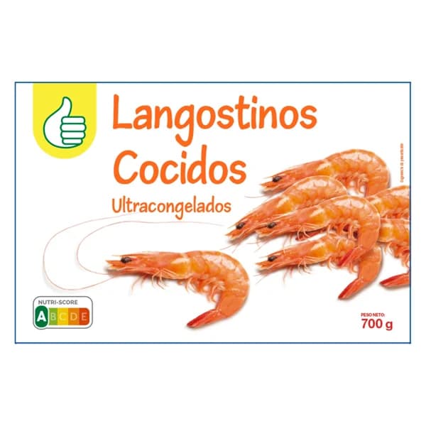 PRODUCTO ECONÓMICO ALCAMPO Langostinos 50/55 cocidos y ultracongelados 700 g. - 0.7 kg - Imagen del producto en Findit
