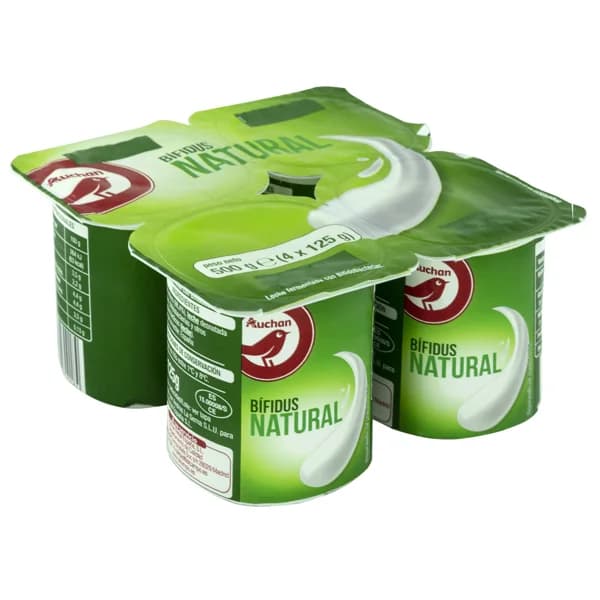 AUCHAN Bífidus de sabor natural 4 x 125 g. Producto Alcampo - 0.5 kg - Imagen del producto en Findit