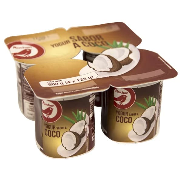 AUCHAN Yogur con sabor a coco 4 x 125 g. Producto Alcampo - 0.5 kg - Imagen del producto en Findit