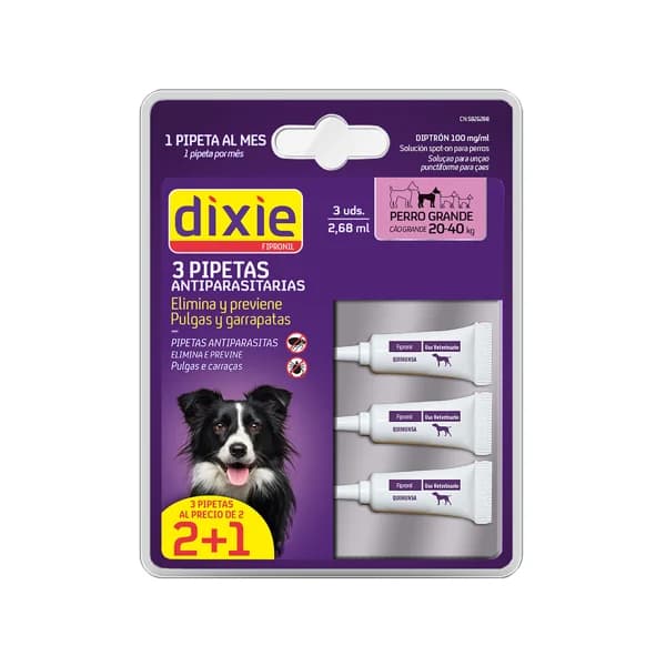 DIXIE  Tratamiento antipulgas y garrapatas con friponil  2 uds. 2,68 ml. - 1 ud - Imagen del producto en Findit