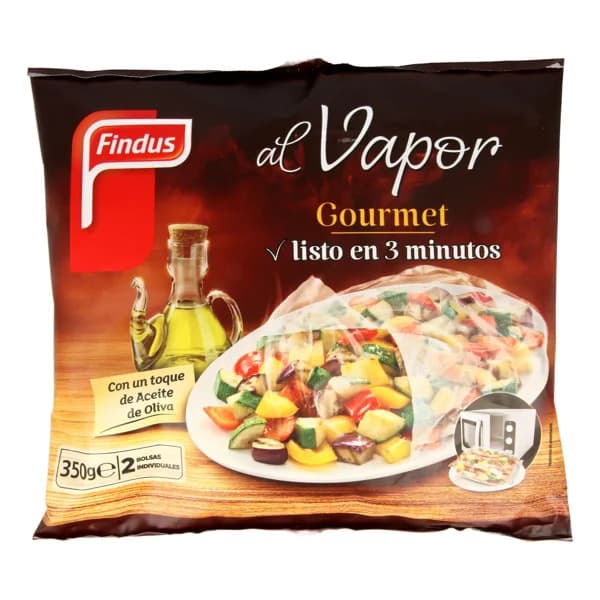 FINDUS Verduras al vapor con un toque de aceite de oliva Gourmet 350 g. - 0.35 kg - Imagen del producto en Findit