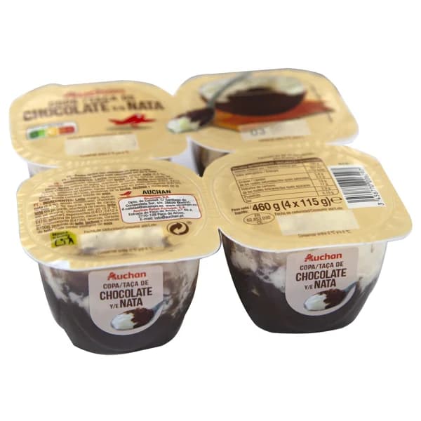 AUCHAN Copa de chocolate y nata 4 x 115 g. Producto Alcampo - 0.46 kg - Imagen del producto en Findit