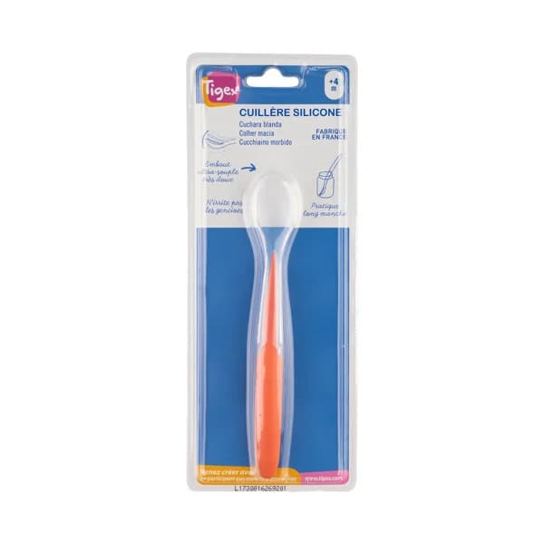 Cuchara blanda de silicona para bebés,  naranaja, SPONTEX. - 1 ud - Imagen del producto en Findit