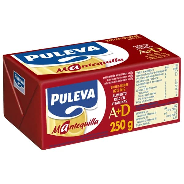 PULEVA Pastilla de mantequilla sin sal 250 g. - 0.25 kg - Imagen del producto en Findit